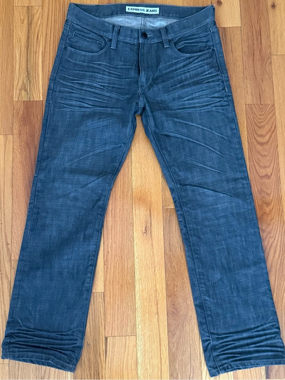 Express Men’s Slim Straight Jeans in Charcoal Blue